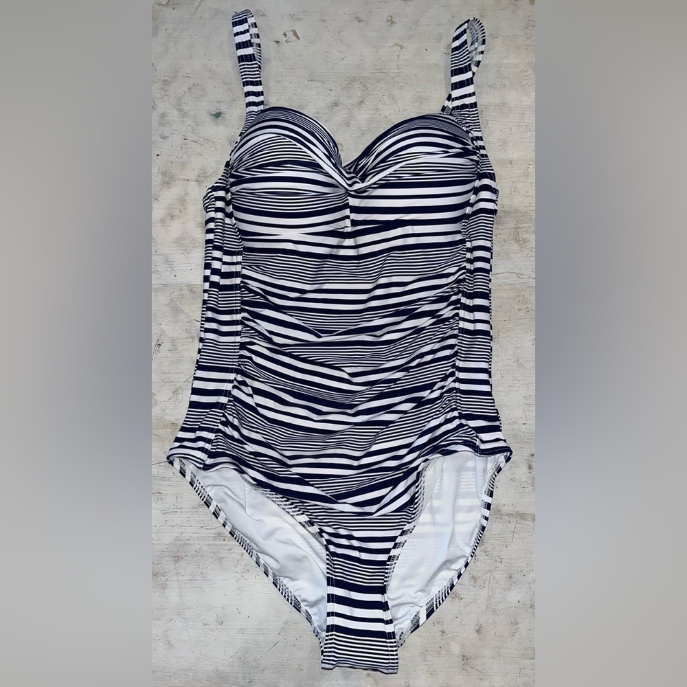 Niptuck NWOT navy/white striped full piece swimsuit | size 6